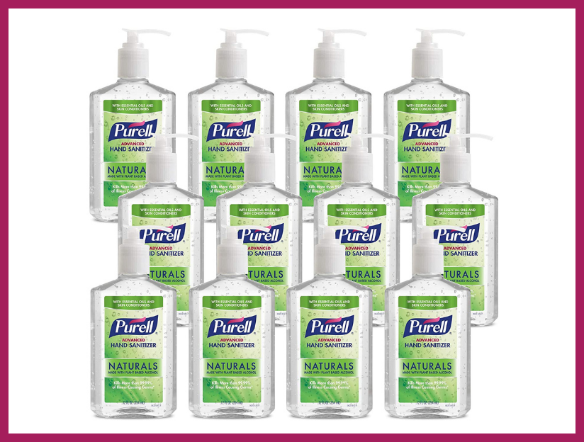 Purell Naturals Advanced Hand Sanitizer Gel, with Skin Conditioners and Essential Oils, 12-ounce, Counter Top Pump Bottle (12-pack). (Photo: Amazon)