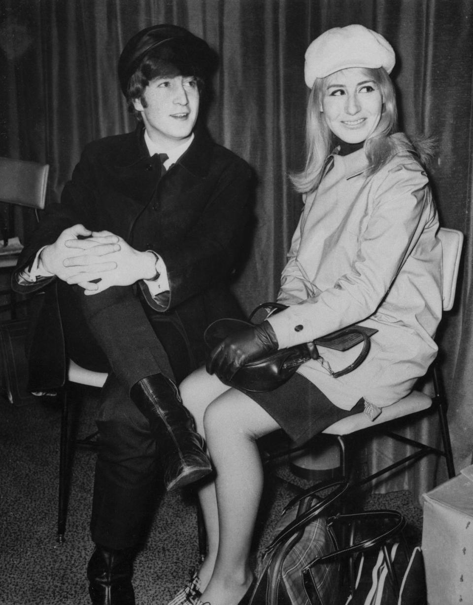 <p>Beatles legend John Lennon <a href="http://www.npr.org/2015/04/02/397057478/in-her-life-after-john-cynthia-lennon-didnt-stop-loving-him" rel="nofollow noopener" target="_blank" data-ylk="slk:met Cynthia Powell;elm:context_link;itc:0;sec:content-canvas" class="link ">met Cynthia Powell</a> in art school in 1957. Powell got pregnant and they married in 1962, but Powell had to pretend that she wasn't married to her own husband in order to keep up his image for the band. Powell filed for divorce in 1966, with Lennon leaving Powell for Yoko Ono. </p>