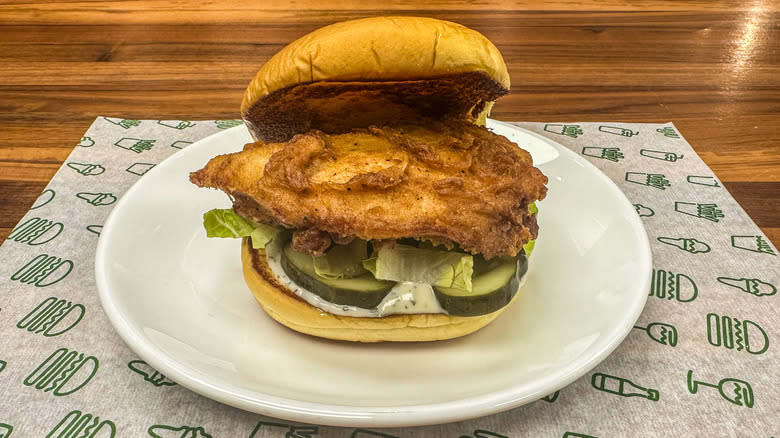 Chicken Shack sandwich on plate