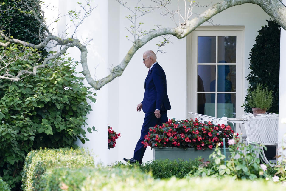 President Joe Biden walks to board Marine One at the White House, Friday, July 28, 2023, in Washington. (AP Photo/Evan Vucci)