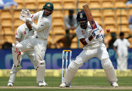 India's Lokesh Rahul plays a shot. REUTERS/Danish Siddiqui