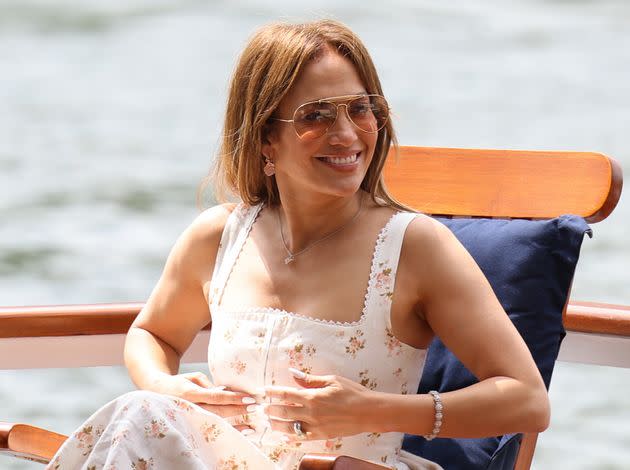 Jennifer Lopez photographed on the cruise with her new husband Affleck. (Photo: Pierre Suu via Getty Images)