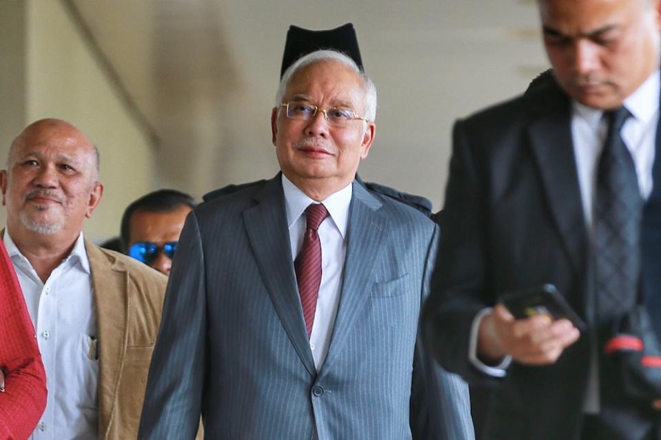 Former prime minister Datuk Seri Najib Razak is pictured at the Kuala Lumpur High Court January 9, 2020. — Picture by Ahmad Zamzahuri