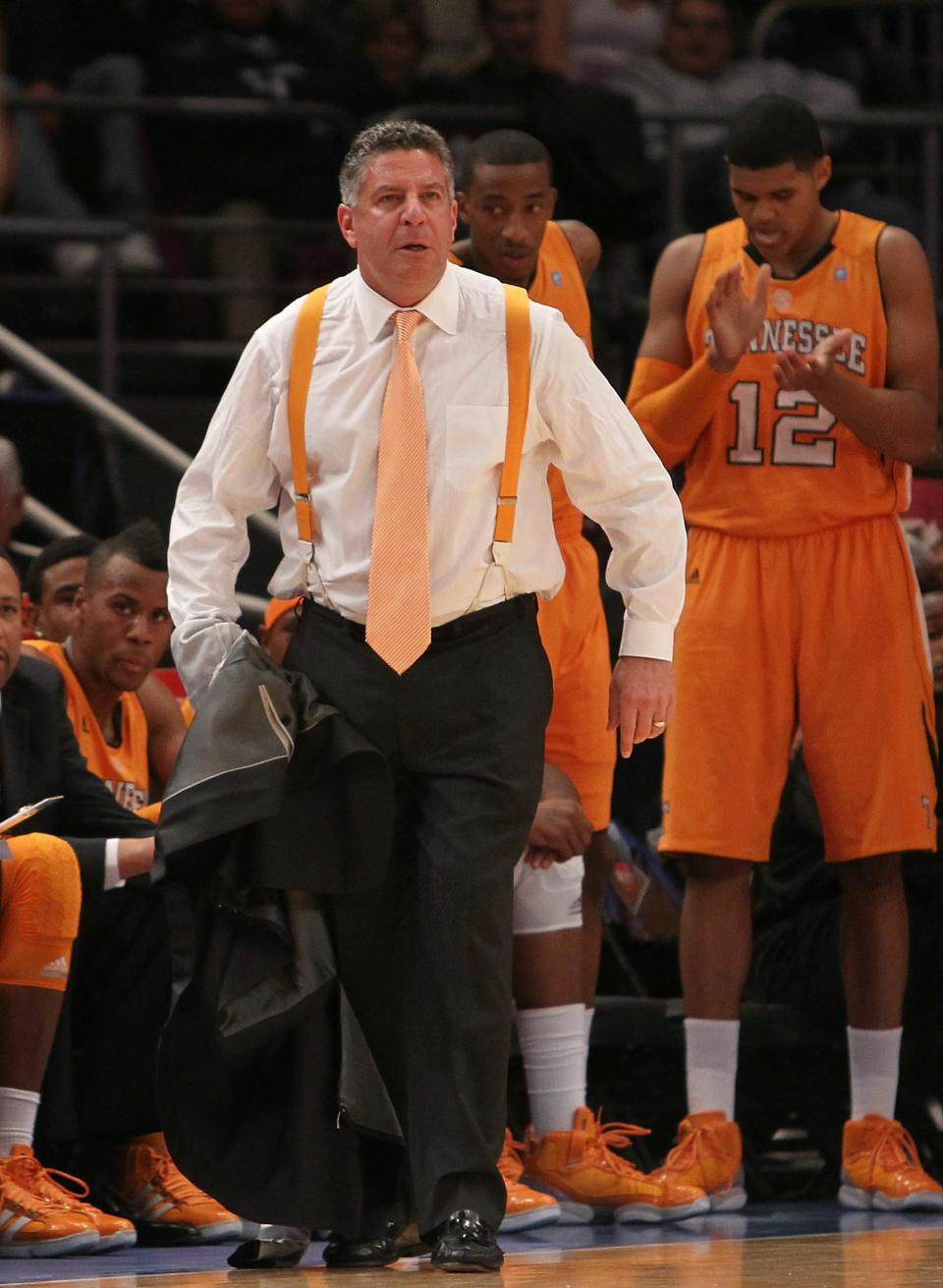 NEW YORK - NOVEMBER 26: Head coach of the Tennessee Volunteers Bruce Pearl on the sideline against the Villanova Wildcats during the Championship game at Madison Square Garden on November 26, 2010 in New York City. (Photo by Nick Laham/Getty Images)