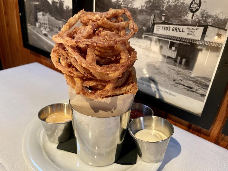 The onion rings from the Golden Bull in Santa Monica.