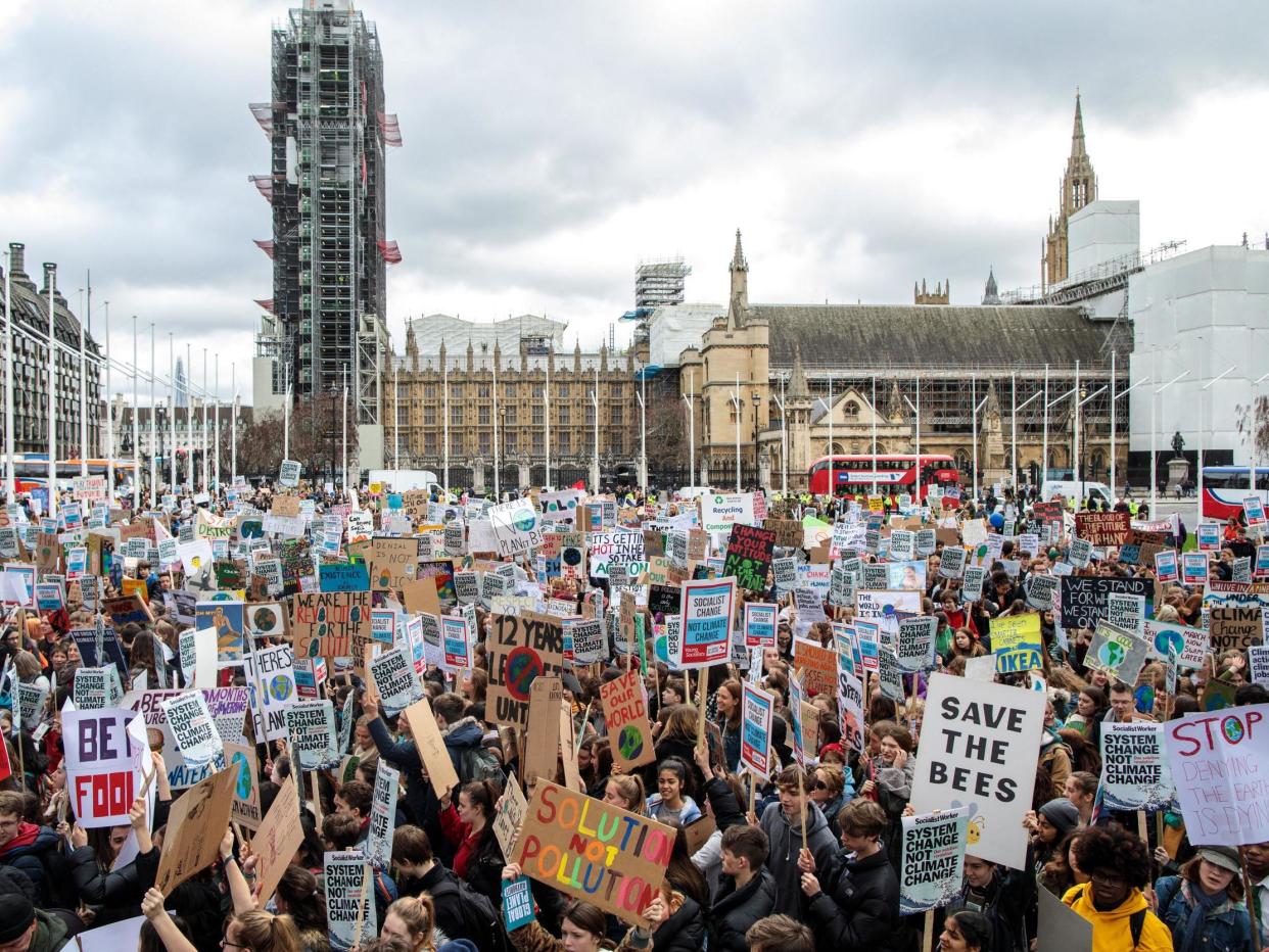 Demonstrators at a previous climate protest outside Parliament in London: Jack Taylor/Getty Images