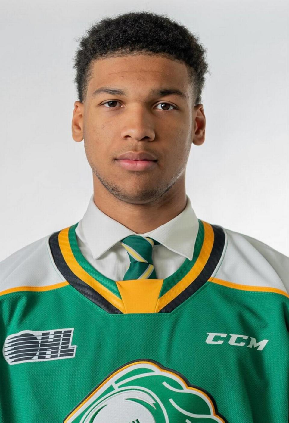 Bryce Montgomery is a 6-5, 220-pound defenseman for the London Knights of the Ontario Hockey League.