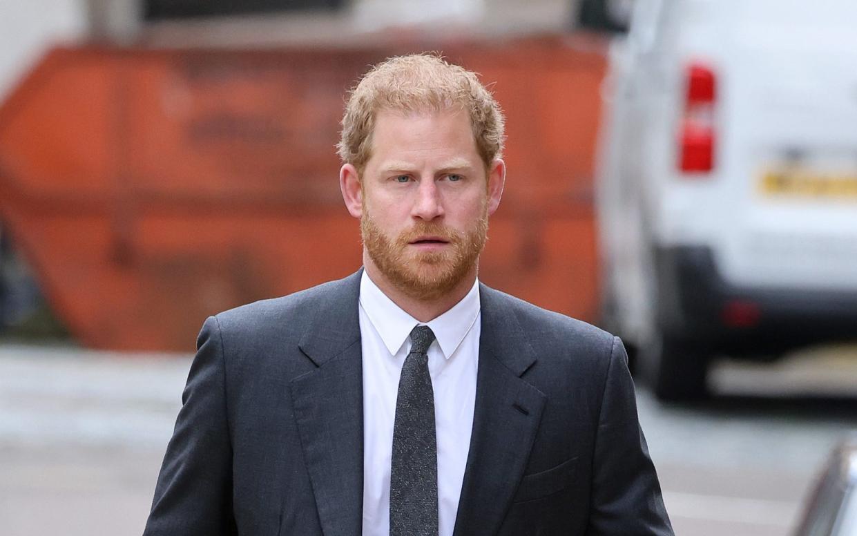 Prince Harry, Duke of Sussex arrives at the Royal Courts of Justice on March 30, 2023 in London, England. - Getty