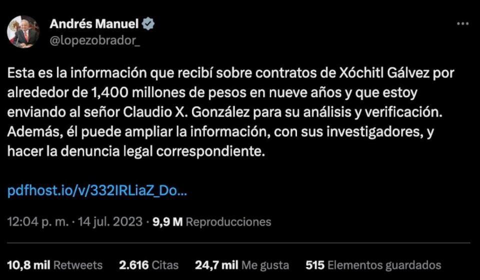 AMLO pidió a Claudio X. González las empresas de Xóchitl Gálvez.