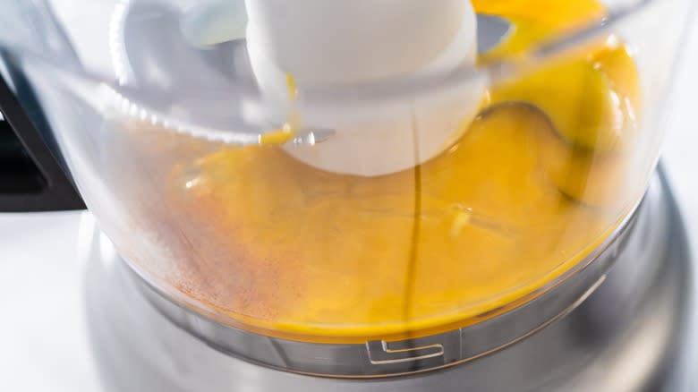 hollandaise ingredients in a food processor