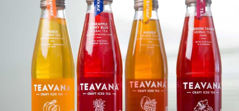 A row of Teavana bottles teas.