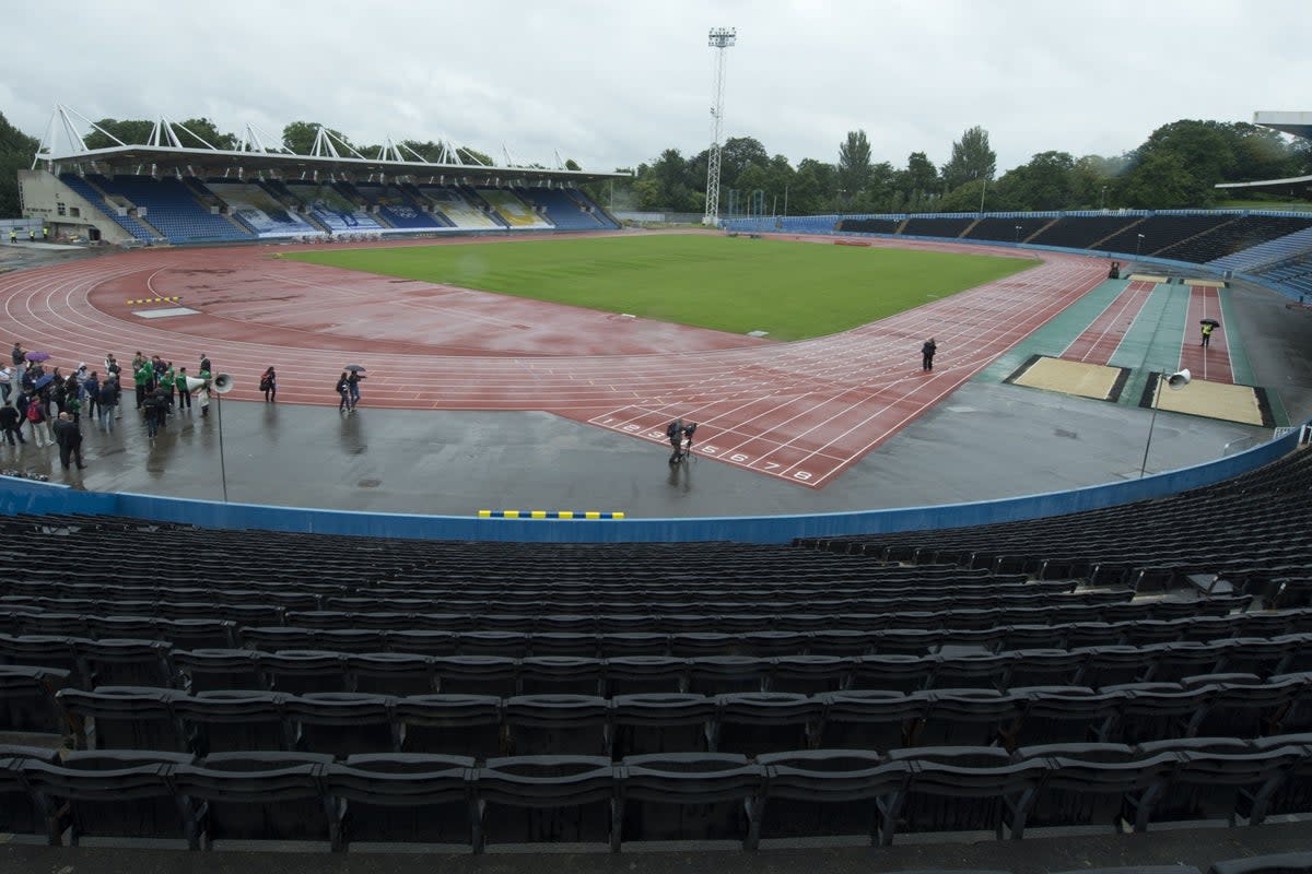Disrepair: The athletics stadium at the Crystal Palace National Sports Centre has declined into a sorry state  (AFP via Getty Images)