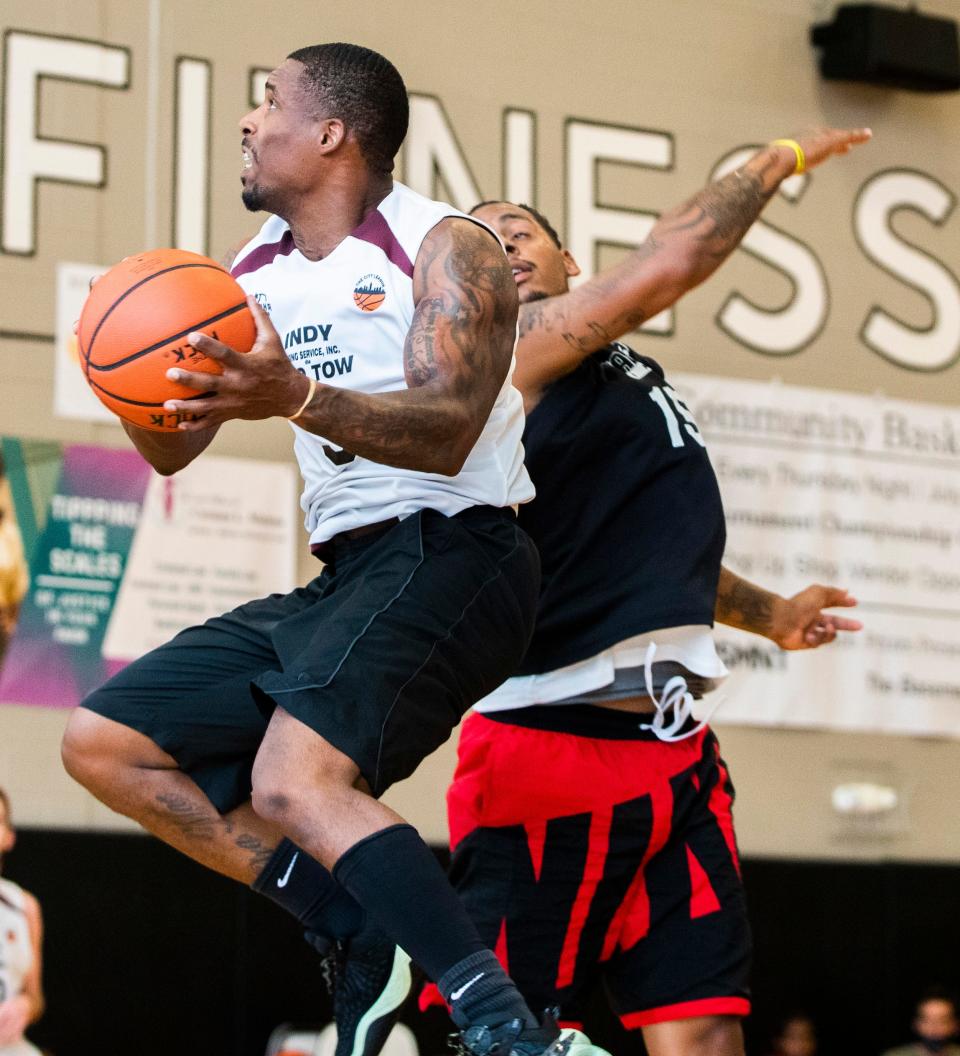 The City League pairs basketball with community activities on Thursdays during the summer. Hang Time defeated Indy Pro Tow 87-68 on Wednesday, July 7, 2021, in Indianapolis.