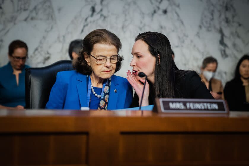 WASHINGTON, DC - MAY 11: Sen. Dianne Feinstein (D-CA) attends a Senate Judiciary Committee Hearing at the Hart Senate Office Building on Thursday, May 11, 2023 in Washington, DC. This was Feinstein's first hearing after fighting illness and being absent from the Senate for almost three months. (Kent Nishimura / Los Angeles Times)