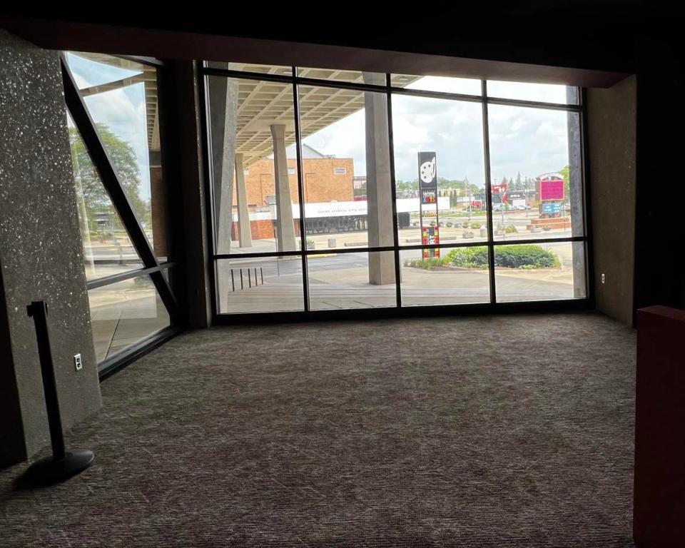 This is the interior view of a new sculptural window at the Cultural Center for the Arts in downtown Canton. The window features an artistic design and also adds space to the exit area for the theater.