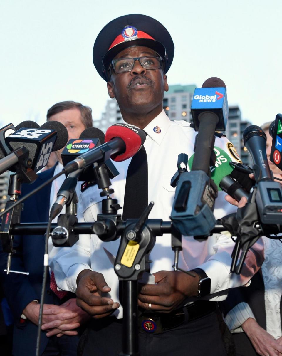 Toronto police chief Mark Saunders speaks during a news conference where he updated the public on the crash (AP)