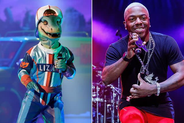 <p>Michael Becker / FOX; getty</p> Lizard on The Masked Singer and Sisqo
