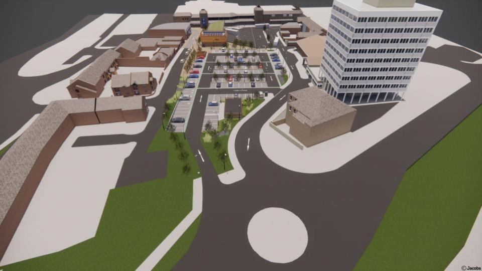 The Northern Echo: una vista aérea del nuevo aparcamiento propuesto 