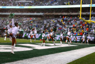 <p>New York Jets FlightCrew Cheerleaders perform during the National Football League game between the New York Jets and the Atlanta Falcons on October 29, 2017, at Met Life Stadium in East Rutherford, NJ. (Photo by Rich Graessle/Icon Sportswire via Getty Images) </p>