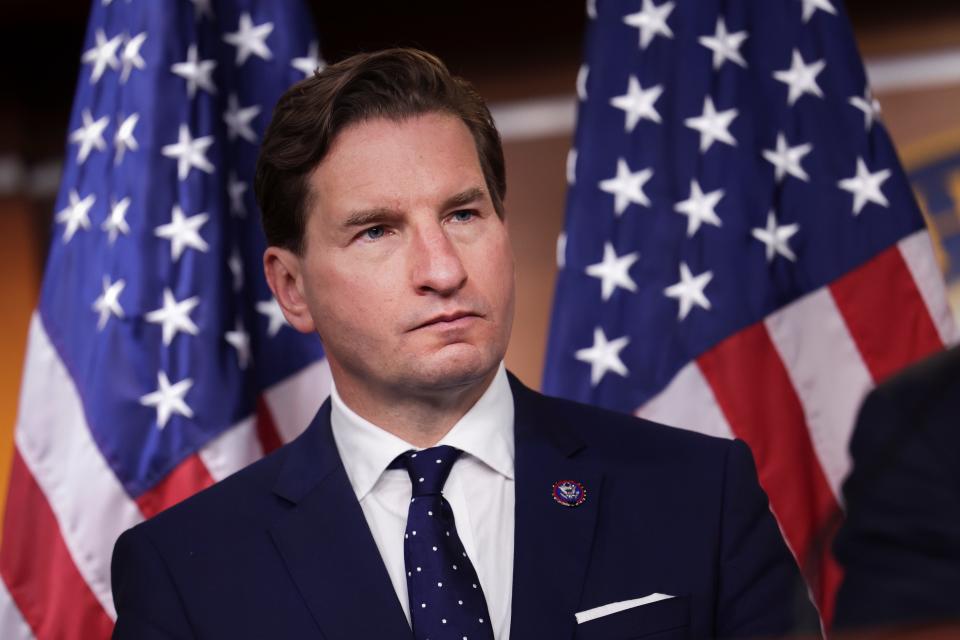 Rep. Dean Phillips (D-MN) attends a news conference on Iran negotiations on Capitol Hill, April 6, 2022, in Washington, DC.