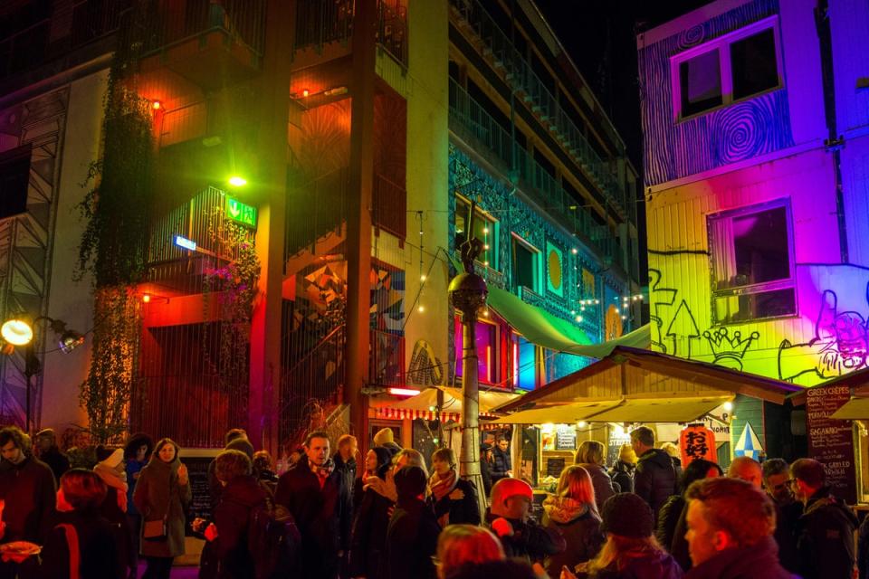 The Holzmarkt Quartier is home to clubs, bars and resturants – including techno club Kater Blau and its associated restaurant Fame (Getty Images)