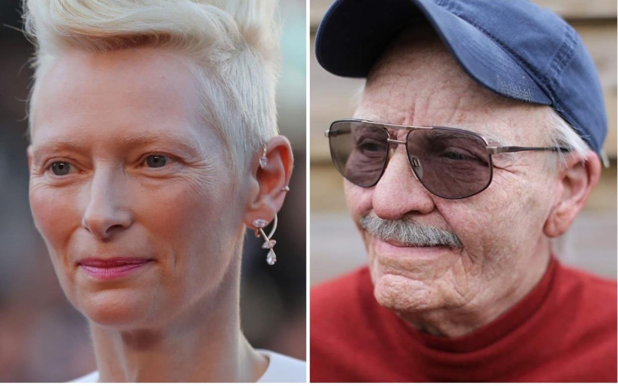 Tilda Swinton, left, and 'Lutz Ebersdorf', right