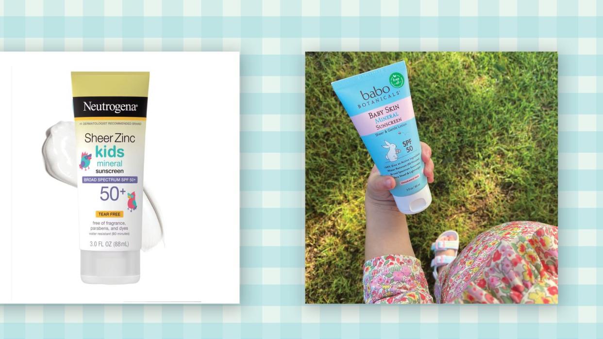 neutrogena sheer zinc kids mineral sunscreen and babo botanicals baby skin mineral sunscreen