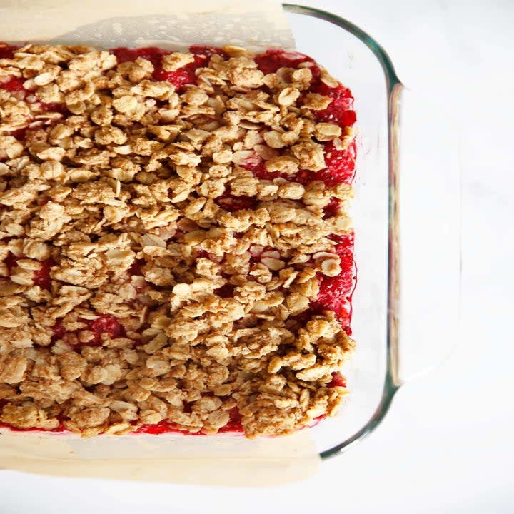 A raspberry oat breakfast bake.