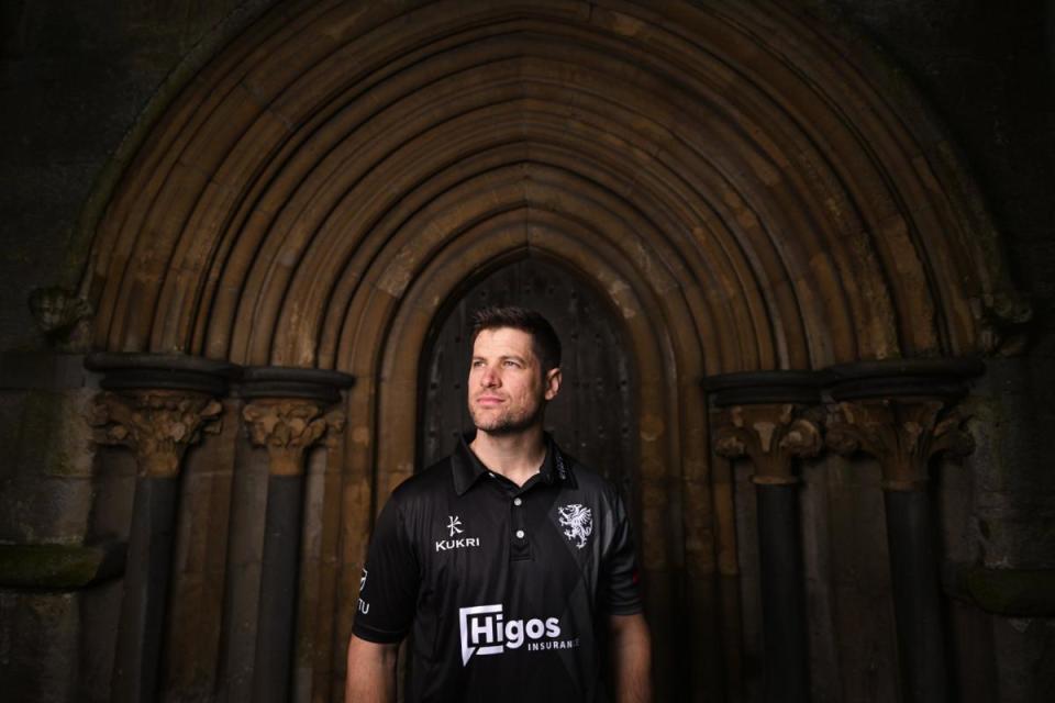 Sean Dickson modelling the new shirt <i>(Image: Somerset CCC/Harry Trump)</i>