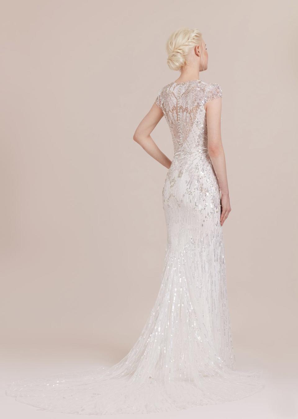 <p>Glamorous, contemporary and dazzlingly beautiful, Jenny Packham dresses offer sparkling elegance. Famed for her embellished gowns, there is an ethereal quality to her fluid designs, which allow the bride to float with elegance (all the way on to the dance floor…)</p><p><a href="https://www.jennypackham.com/" rel="nofollow noopener" target="_blank" data-ylk="slk:Jenny Packham;elm:context_link;itc:0;sec:content-canvas" class="link ">Jenny Packham</a>, 3A Carlos Place, Mount Street, London W1.</p>