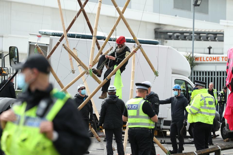 September’s blockade was at the Newsprinters site owned by Rupert Murdoch’s News UK (PA)