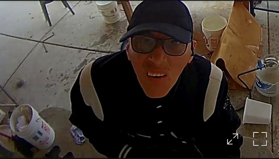 One suspect stares into the homeowner's camera.