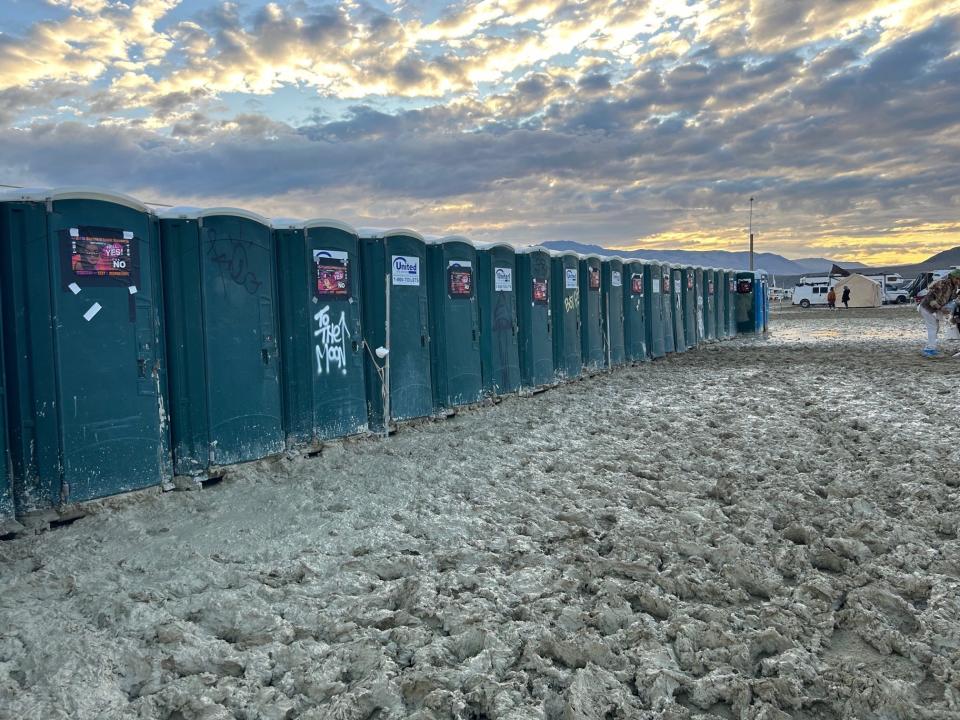 Porta Potties at Burning Man during storm