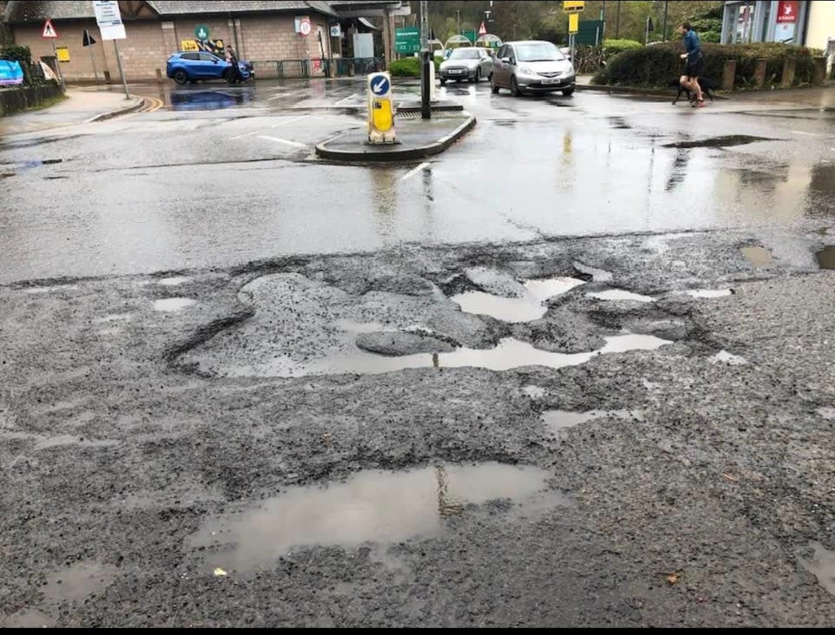 A large pothole in Totnes, Devon, became a listed tourist attraction on TripAdvisor (Members of Totnesians Facebook group )