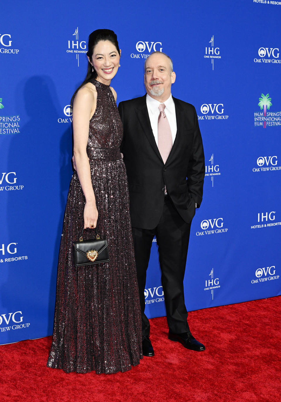 Clara Wong and Paul Giamatti at the 2024 Palm Springs International Film Festival Film Awards held at the Palm Springs Convention Center on January 4, 2024 in Palm Springs, California. (Photo by Gilbert Flores/Variety via Getty Images)