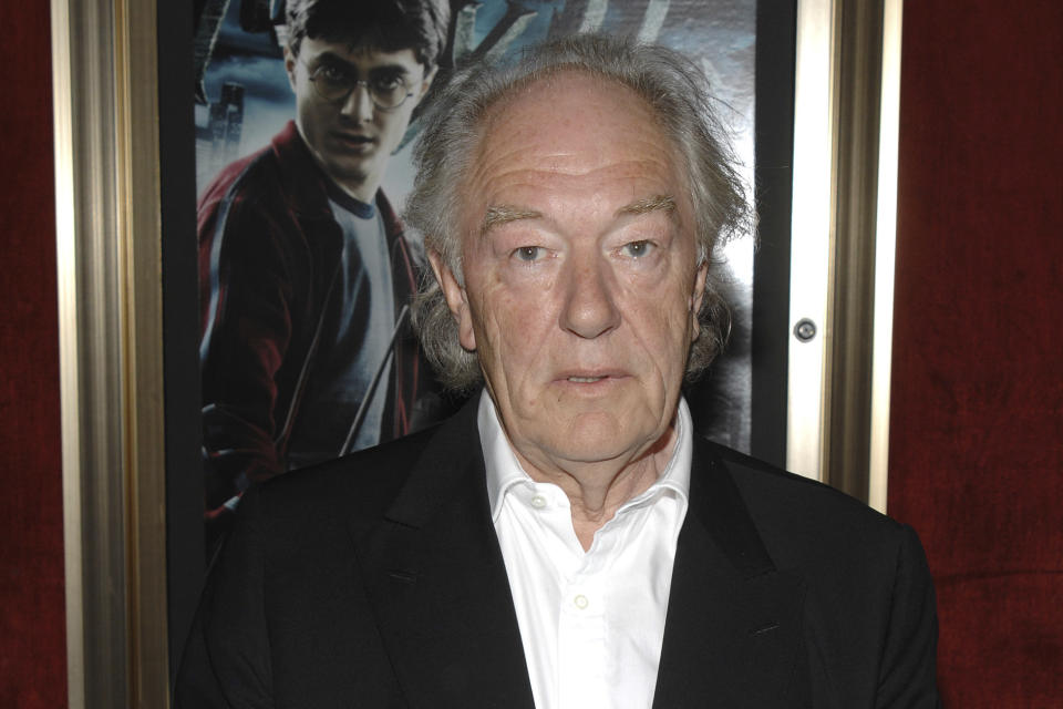 FILE - Actor Michael Gambon attends the premiere of "Harry Potter and the Half Blood Prince", in New York, on Thursday, July 9, 2009. Actor Michael Gambon, who played Dumbledore in the later Harry Potter films, has died at age 82, his publicist says. (AP Photo/Peter Kramer, File)