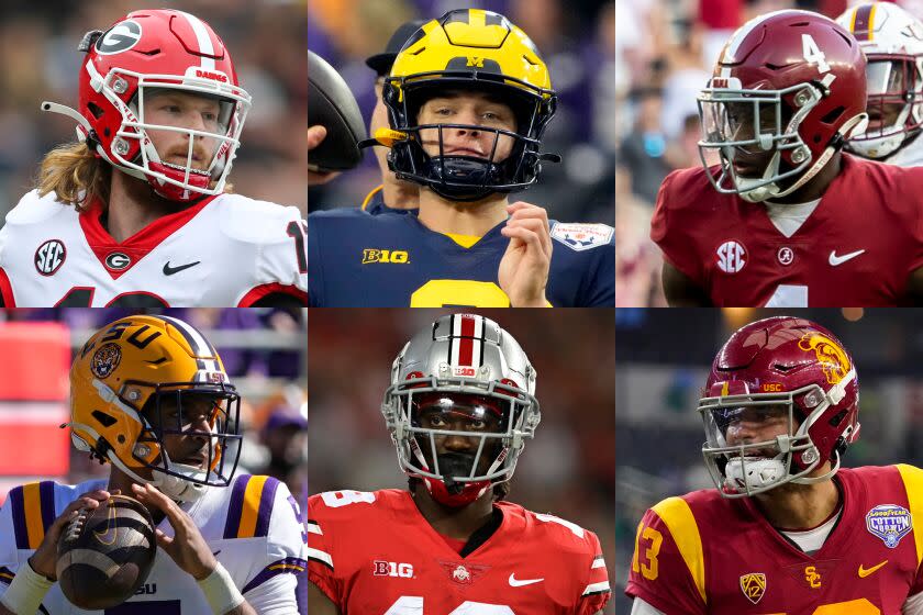 (Clockwise from top left): Georgia's Brock Vandagriff, Michigan's JJ McCarthy, Alabama's Jalen Milroe.