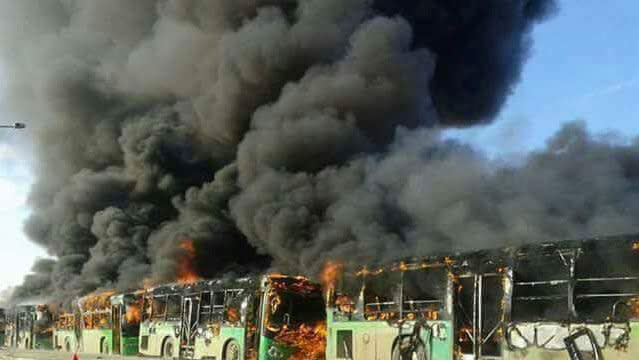 Burning buses