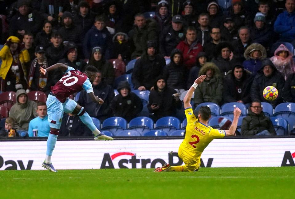 Maxwel Cornet’s stunning volley earned Burnley a point in an entertaining 3-3 draw (Martin Rickett/PA) (PA Wire)