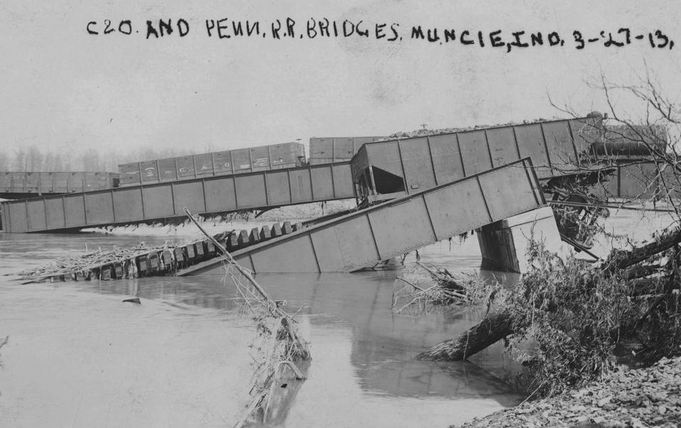 Wrecked C.&O. and Pennsy Bridges after the Great Flood of 1913.