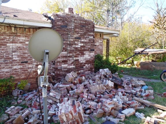 Damage caused by the Nov. 6, 2011, Oklahoma earthquake.