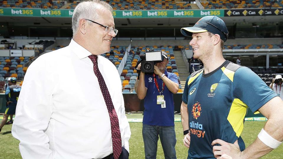 Scott Morrison and Steve Smith, pictured here ahead of the 2019/20 summer of cricket.