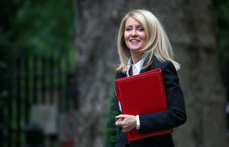 ESTHER MCVEY, 51: The pro-Brexit former television presenter, who resigned as work and pensions minister in November in protest at May's exit deal with the European Union, has said she plans to run in the leadership contest. McVey told Talkradio: "I have always said quite clearly that if I got enough support from my colleagues, yes I would (run). Now people have come forward and I have got that support, so I will be going forward." REUTERS/Hannah McKay