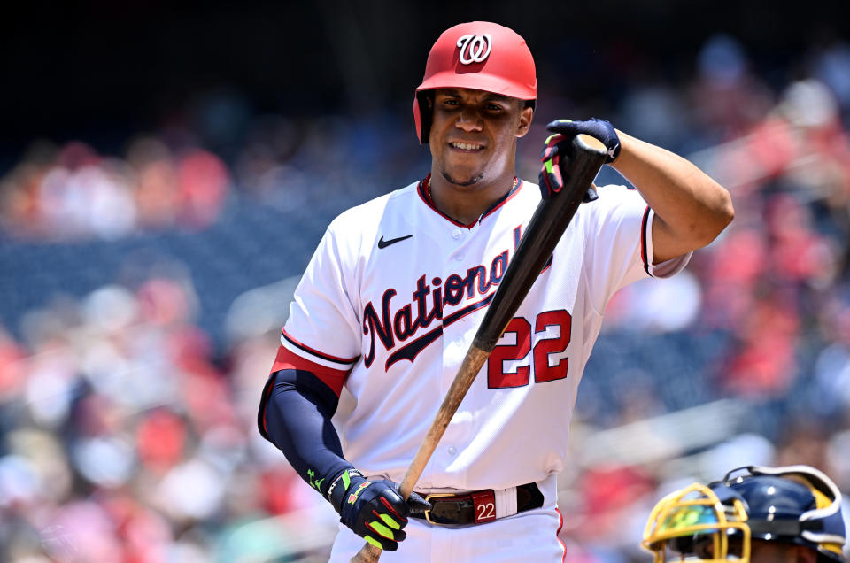 Juan Soto was a top fantasy baseball pick, but has failed to deliver on expectations so far this season. (Photo by G Fiume/Getty Images)