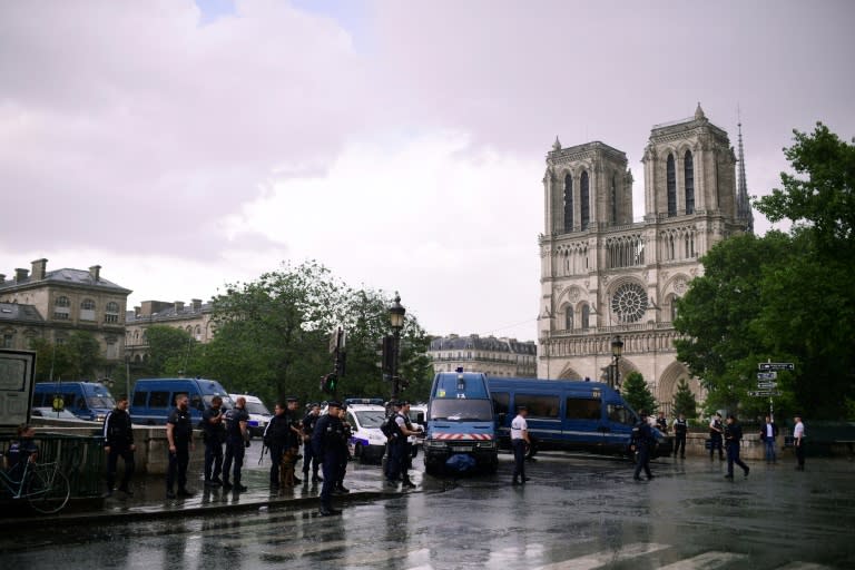 Police quickly sealed off the area at the Paris landmark
