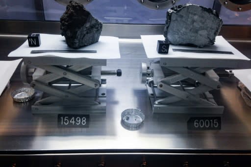 Moon rocks on display at the Johnson Space Center in Houston, Texas