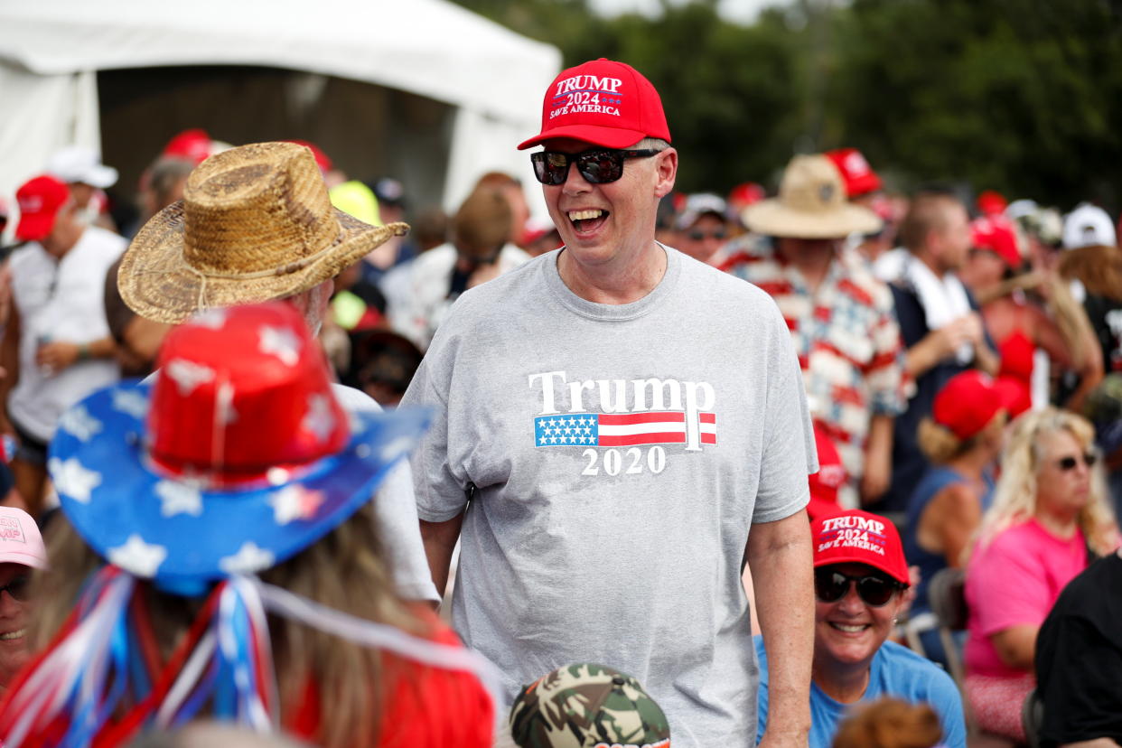 Supporters of Former President Donald Trump attend a rally held at the Sarasota Fairgrounds in Sarasota, Florida, U.S., July 3, 2021. REUTERS/Octavio Jones