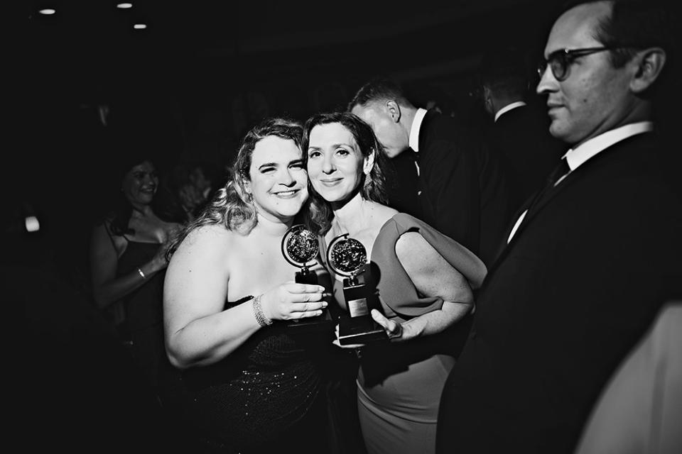 Bonnie Milligan and Miriam Silverman at the Carlyle Tony After Party