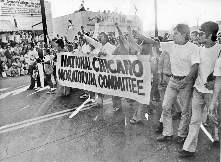 A National Chicano Moratorium march against the Vietnam War in East L.A. in 1970.