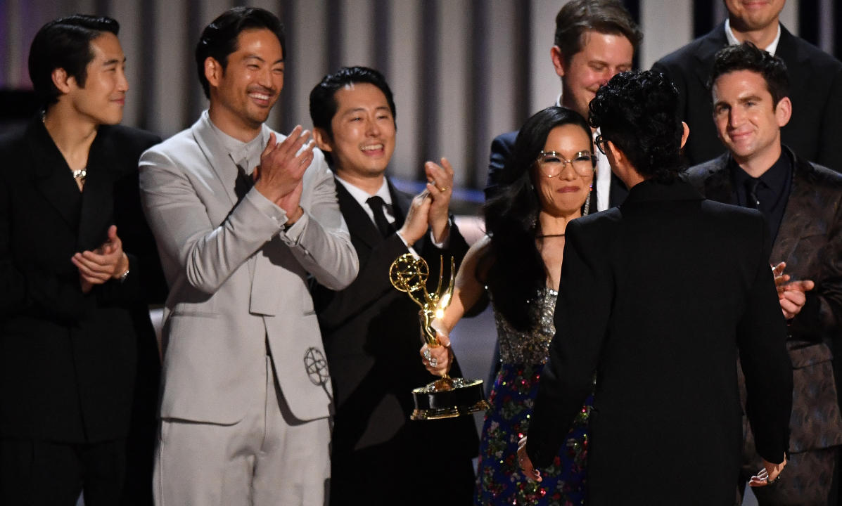 South Korean director Lee Sung Jin (2nd R) accepts the award for Outstanding Limited or Anthology Series for 